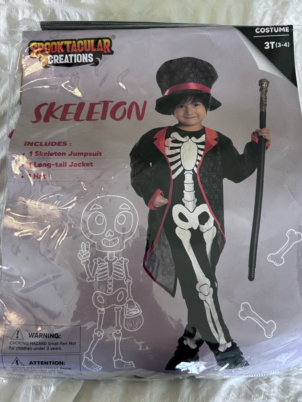 Spooktacular Creations Skelton Halloween Costume Little Kids/Toddler Size 3T